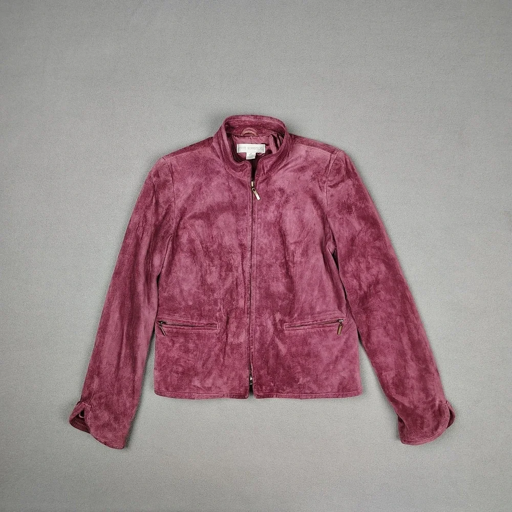 Petite Sophisticate Suede Leather Jacket Women Small‎ Merlot Full Zip Lined